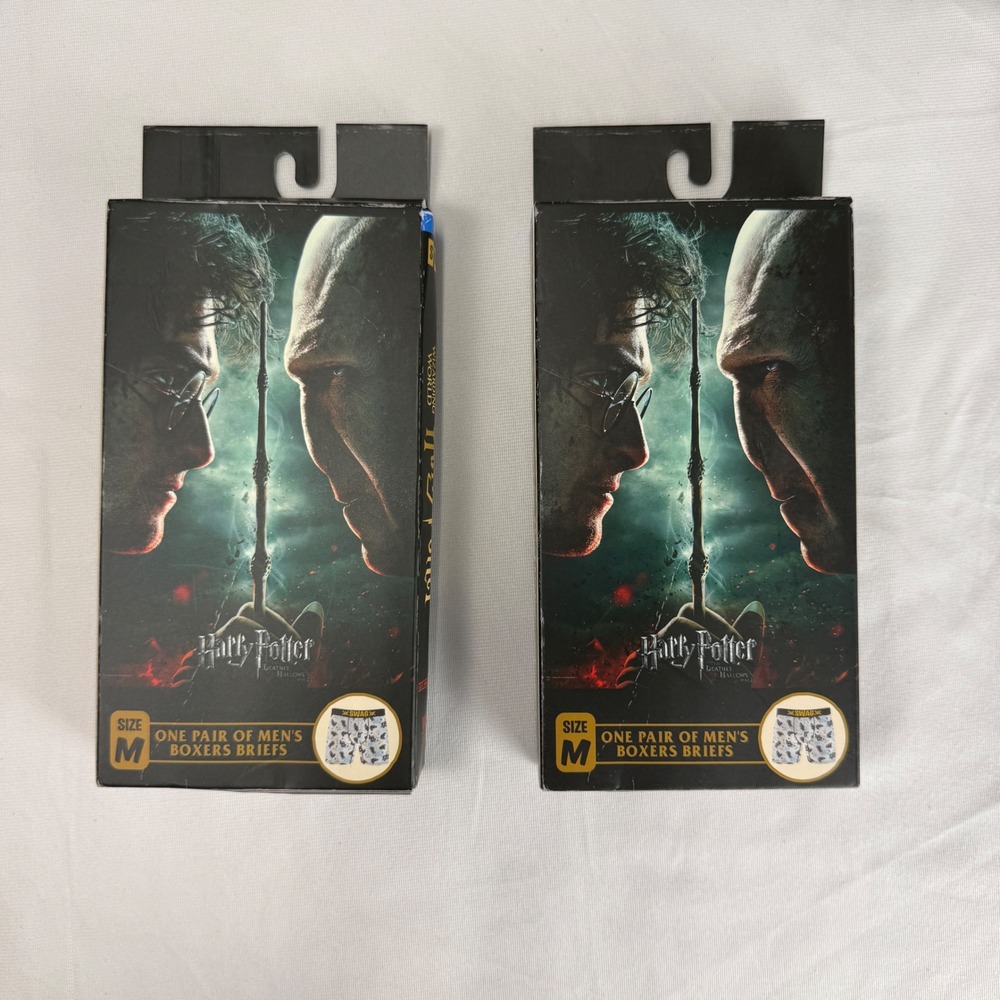 Harry Potter Swag Boxers Mens Medium Deathly Hallows Boxer Briefs 2 Pack New